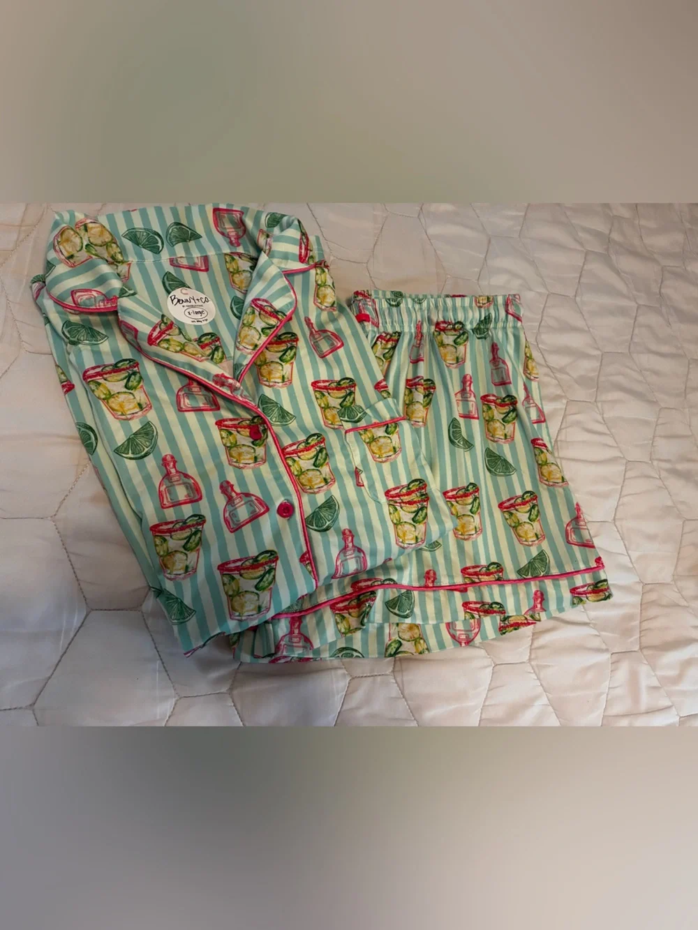 Benny + Co. Women’s Bamboo Pajama Set With Margarita Print In Mint and Pink
